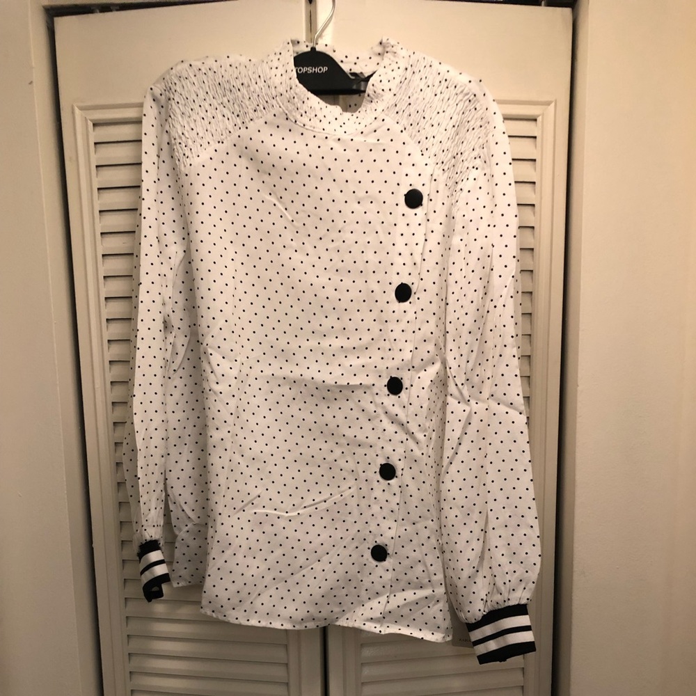 Zara button top polka
